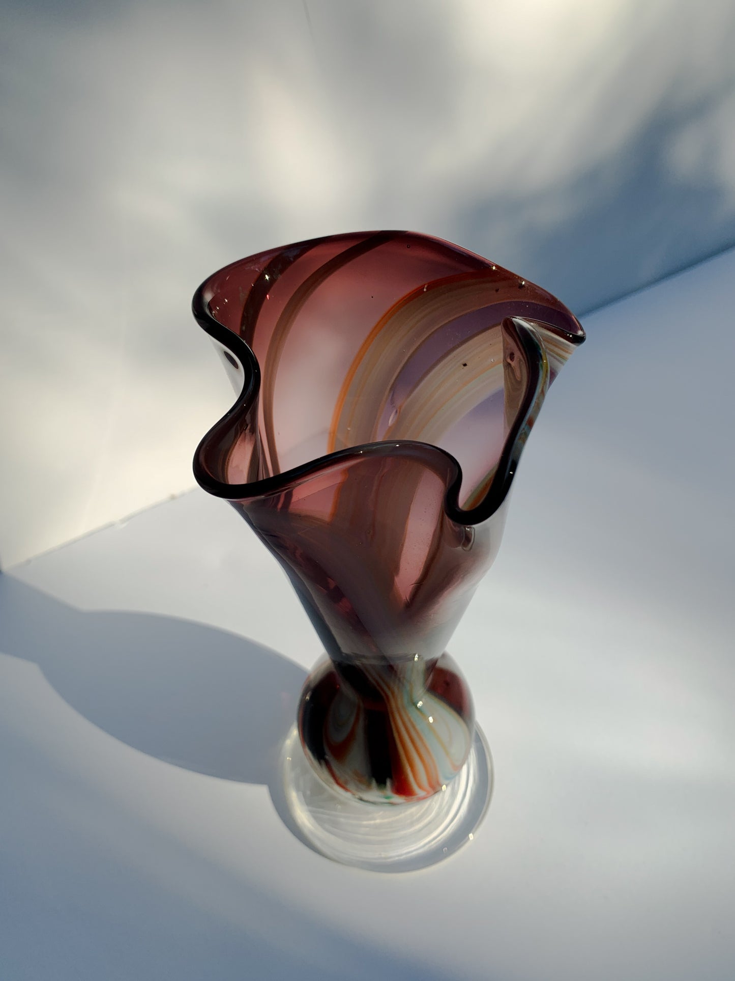 Vintage Sculptured Art Glass Vase