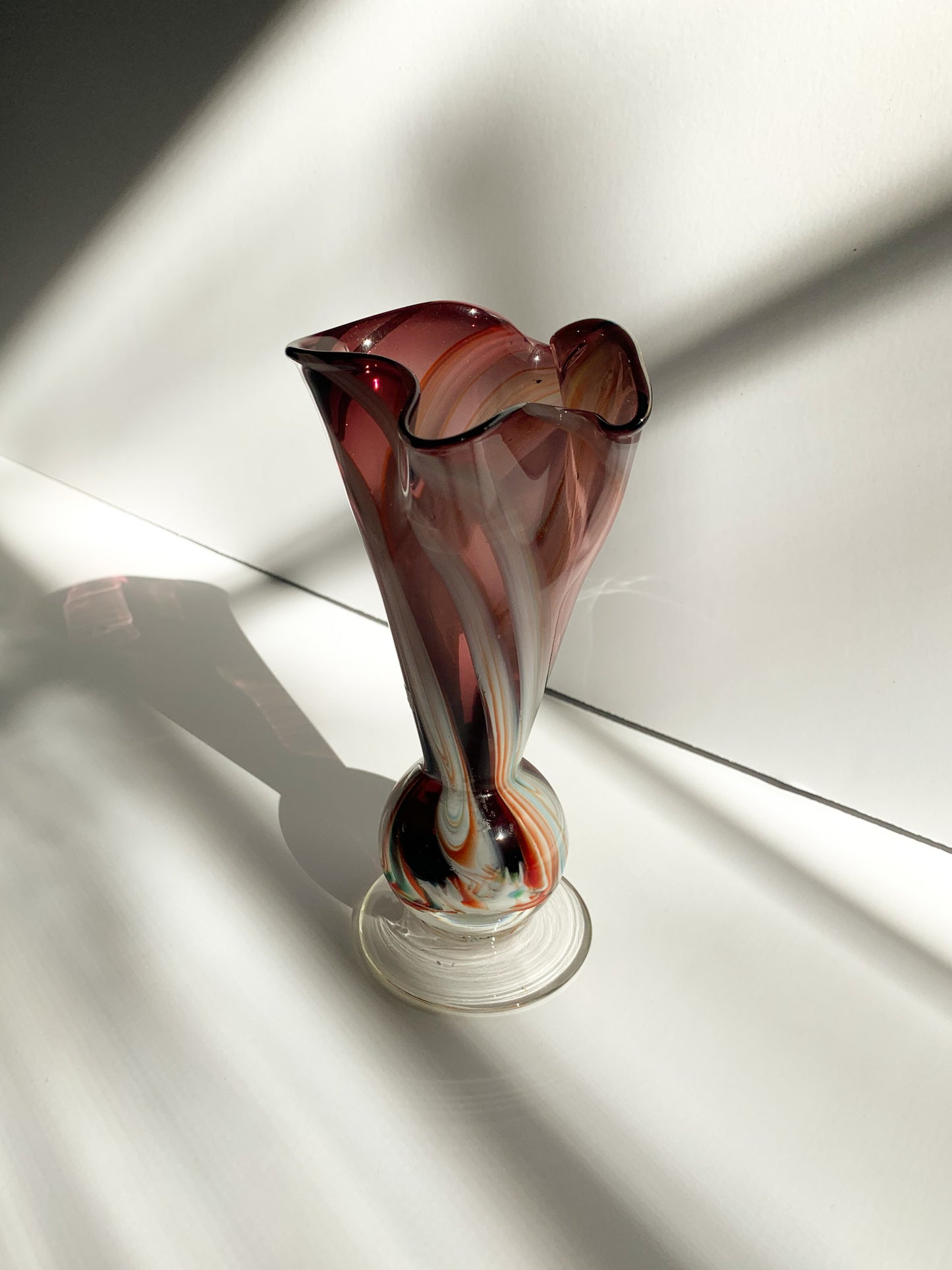 Vintage Sculptured Art Glass Vase