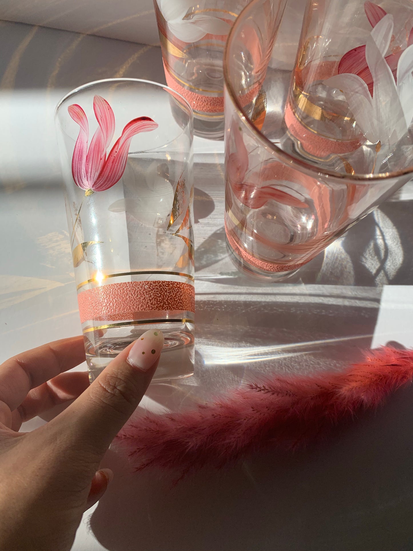 Vintage Hand Painted Floral Glasses