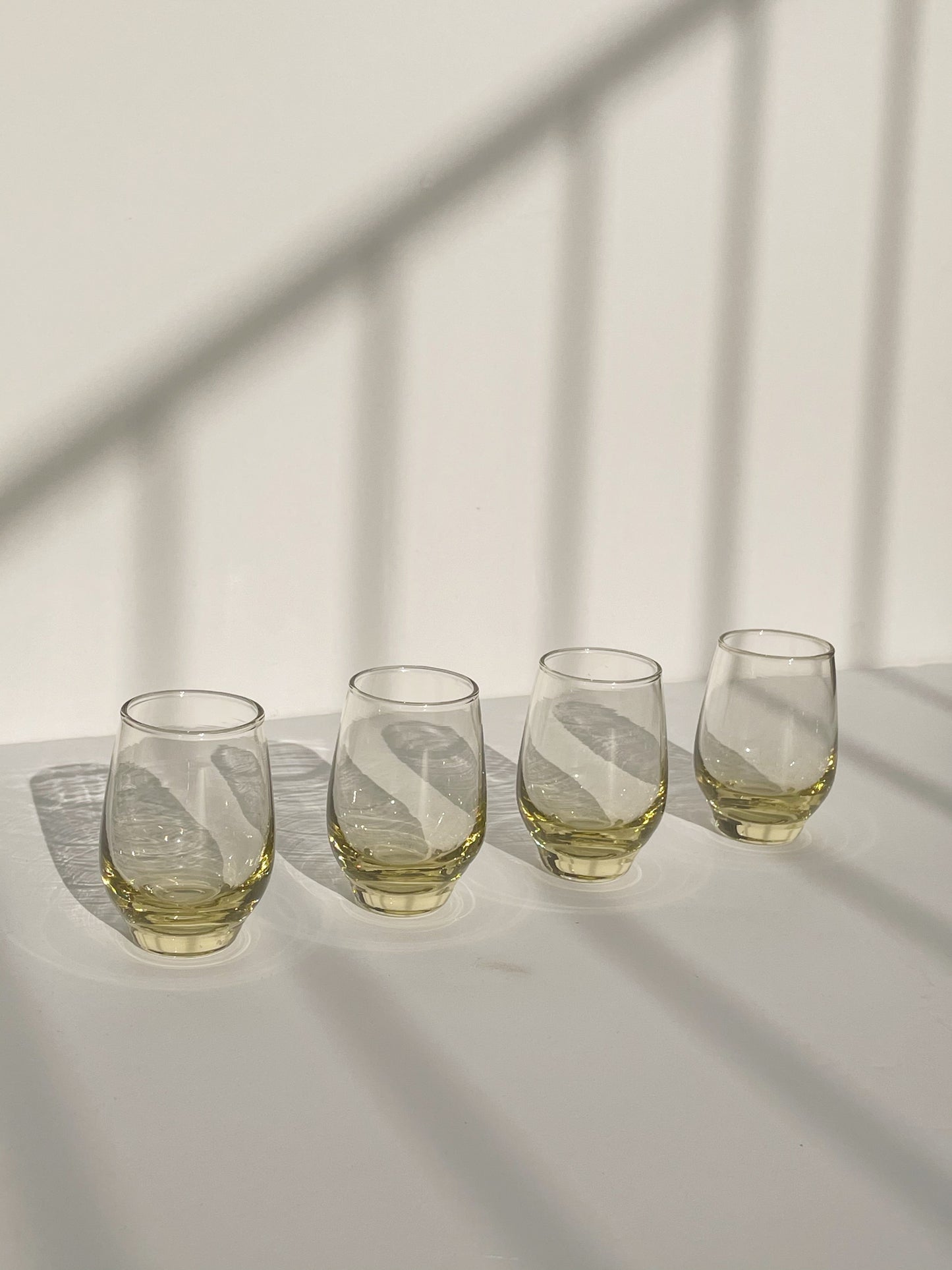Vintage Yellow Tinted Glass Tumblers