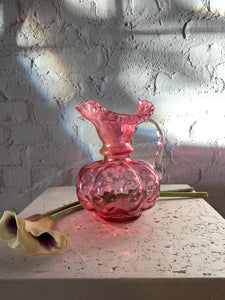 Antique Pink Blown Glass Pitcher