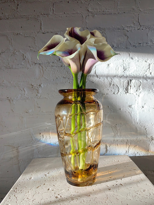Amber Textured Glass Vase