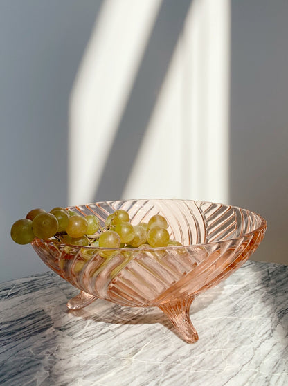 Pink Sculpted Glass Bowl