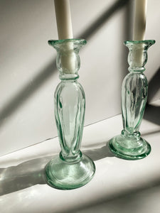 Vintage Blown Glass Candle Holders