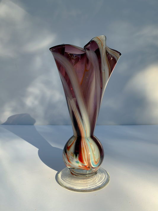Vintage Sculptured Art Glass Vase