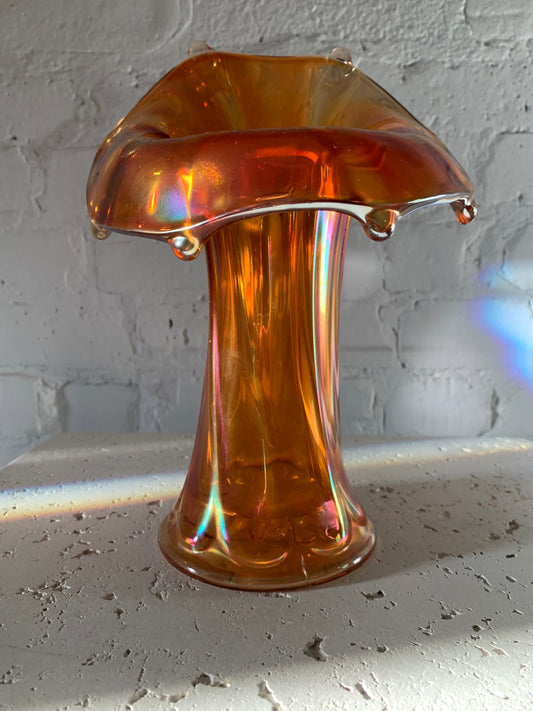 Antique Carnival Glass Sculptured Vase