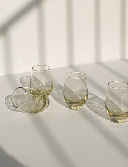 Vintage Yellow Tinted Glass Tumblers
